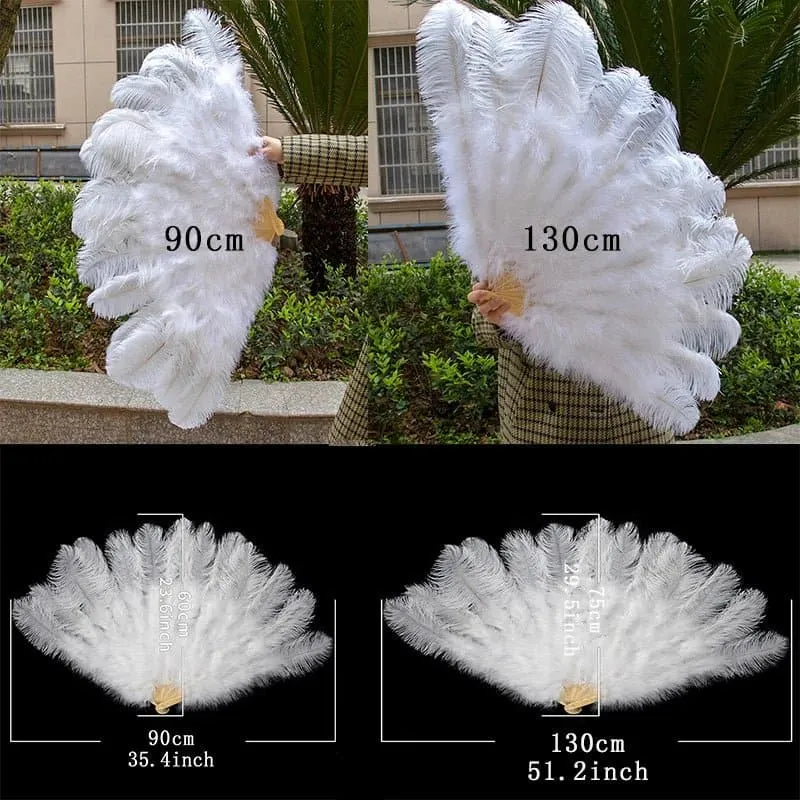 Ostrich Feathers Large Hand Held Fans - 90-130cm Plumas