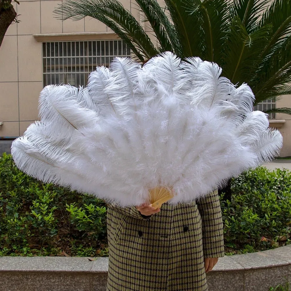 Ostrich Feathers Large Hand Held Fans - 90-130cm Plumas