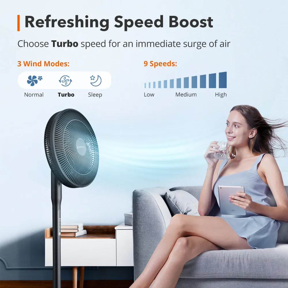 Pedestal Fan 010, with Remote, 3 Wind Modes, 12 Speed Levels