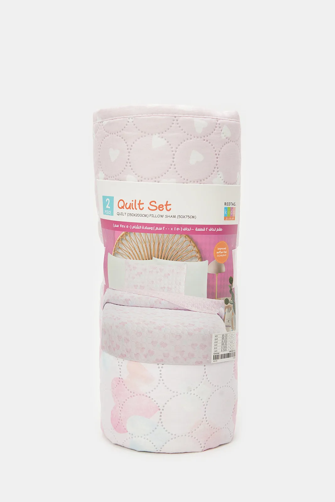 Pink Heart Kids Quilt Set 2 Piece(Single Size)