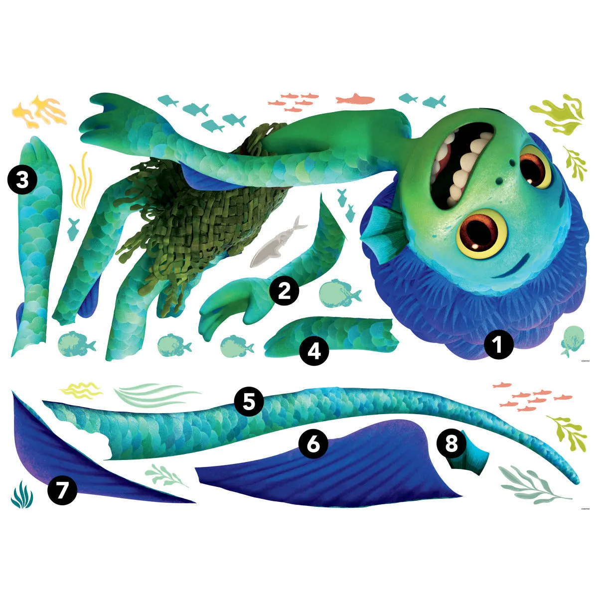 PIXAR LUCA SEA MONSTER PEEL AND STICK GIANT WALL DECALS