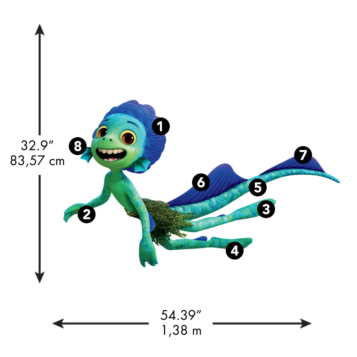 PIXAR LUCA SEA MONSTER PEEL AND STICK GIANT WALL DECALS