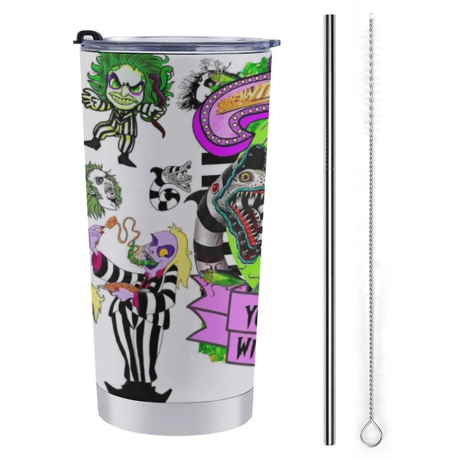 POD 20oz Travel Coffee Mug with Straw And Brush Customized Design 20oz Tumbler