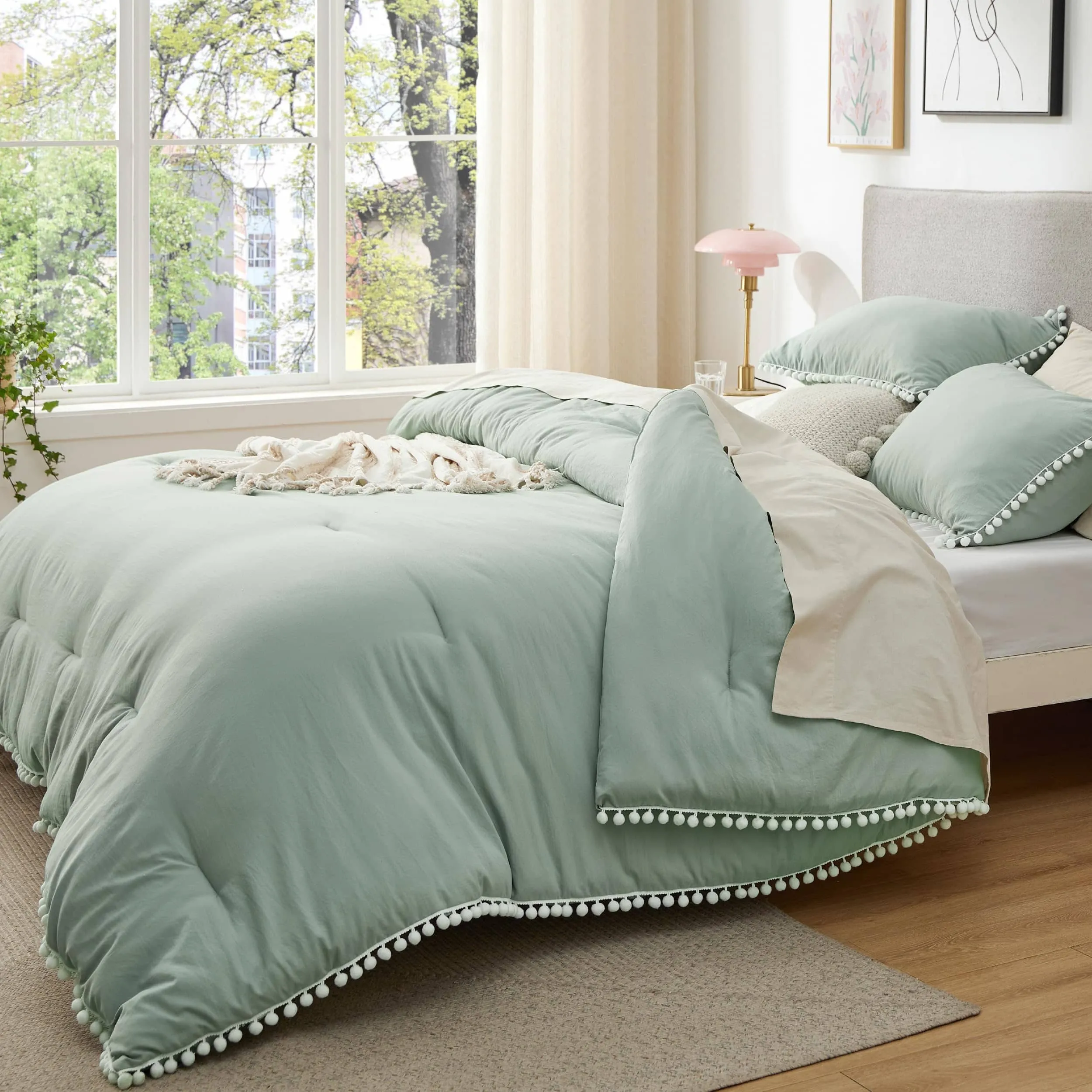 Pom Fringe Comforter Set