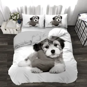 Puppy Novelty Printed 3 Piece Comforter Set