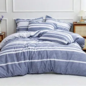 Queen size 6 pieces, Blue Stripe Design Duvet cover set.