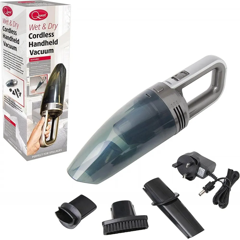 Quest Wet and Dry Cordless Hand Vacuum Cleaner Rechargable Lightweight Hoover