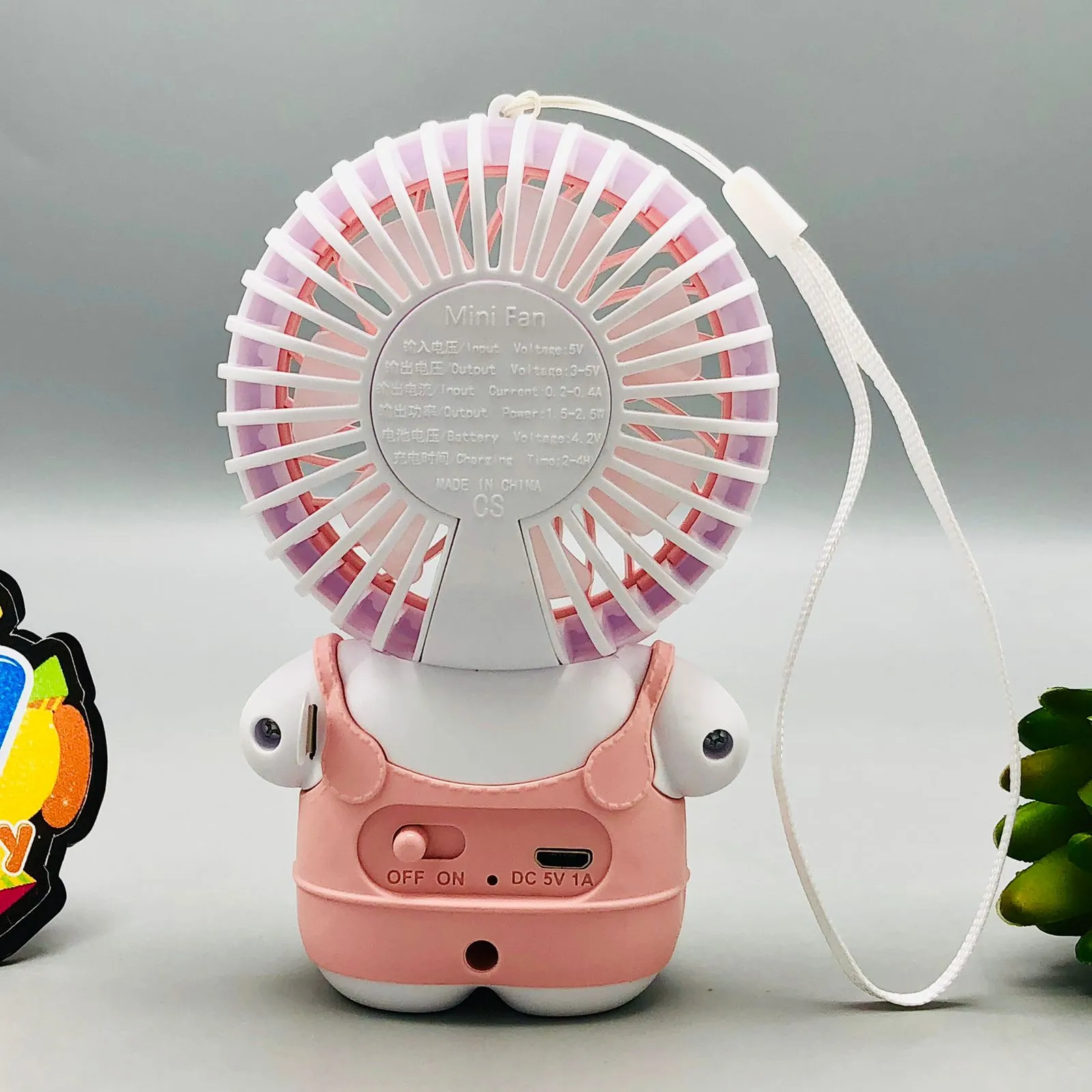 Rechargeable Cartoon Styling Mini Table Fan