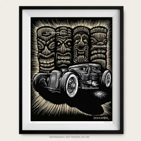 Signed 11x17" Rat Rod Litho Art Print "Tiki Rod"