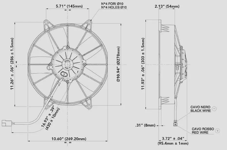 SPAL Electric Radiator Fan (10" - Puller Style - High Profile - 1115 CFM) 30102057