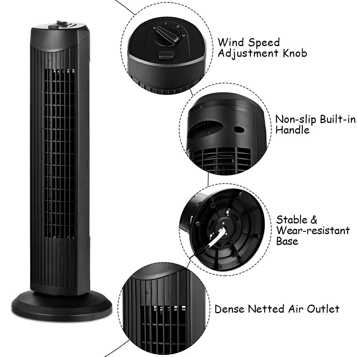 Tangkula 28-Inch Oscillating Tower Fan, Quiet Cooling Whole Room Bladeless