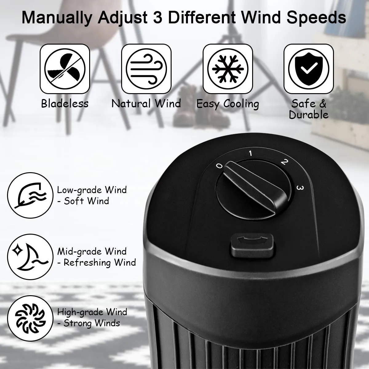 Tangkula 28-Inch Oscillating Tower Fan, Quiet Cooling Whole Room Bladeless