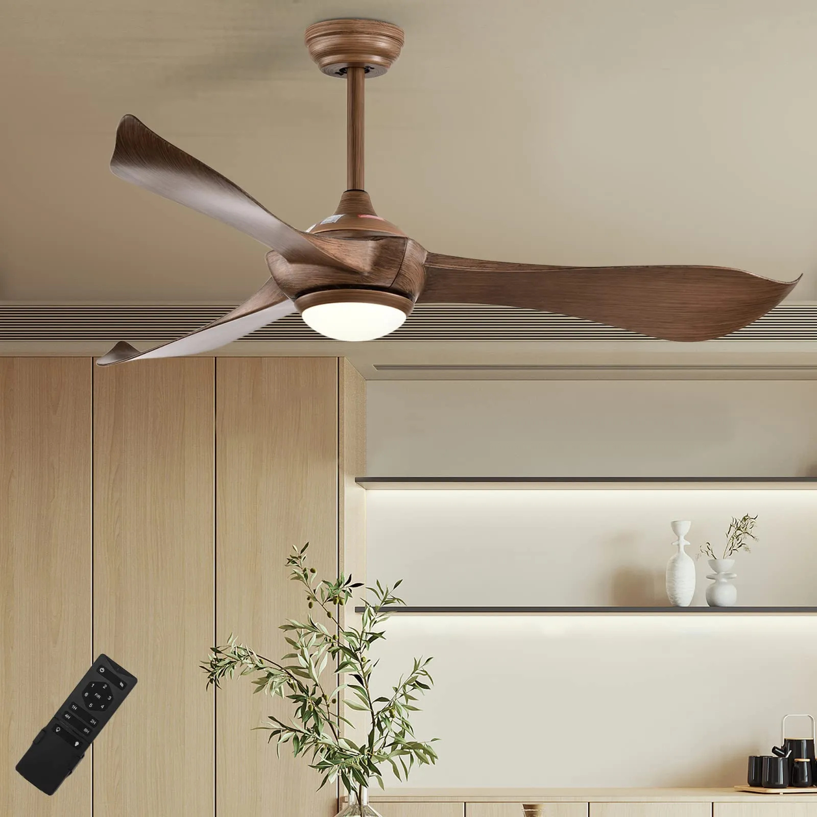 Tangkula 52 Inch Ceiling Fan with Light, Modern Ceiling Fan with 6 Wind Speeds