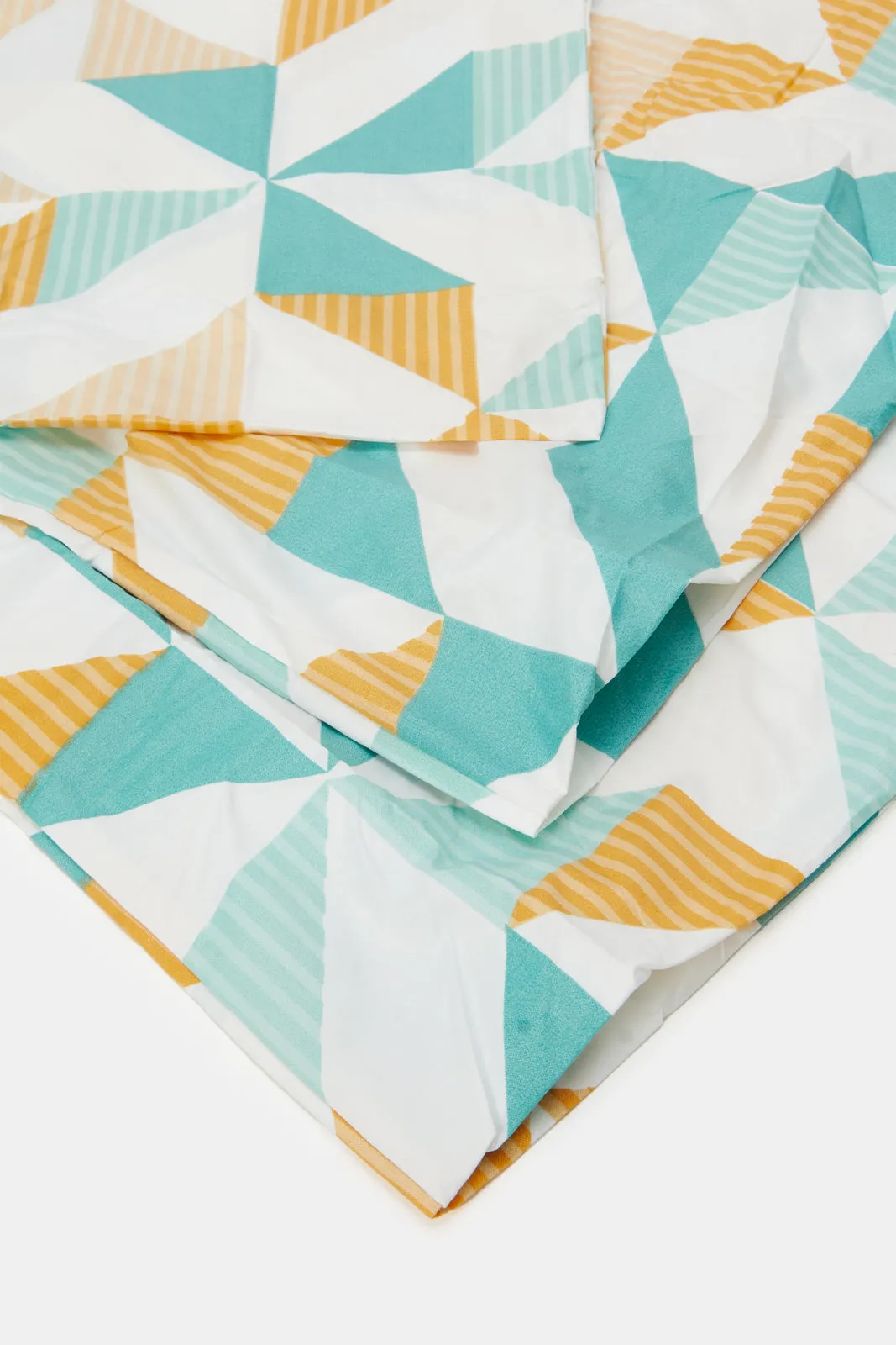 Teal Geometric 3 Piece Flat Sheet (King Size)