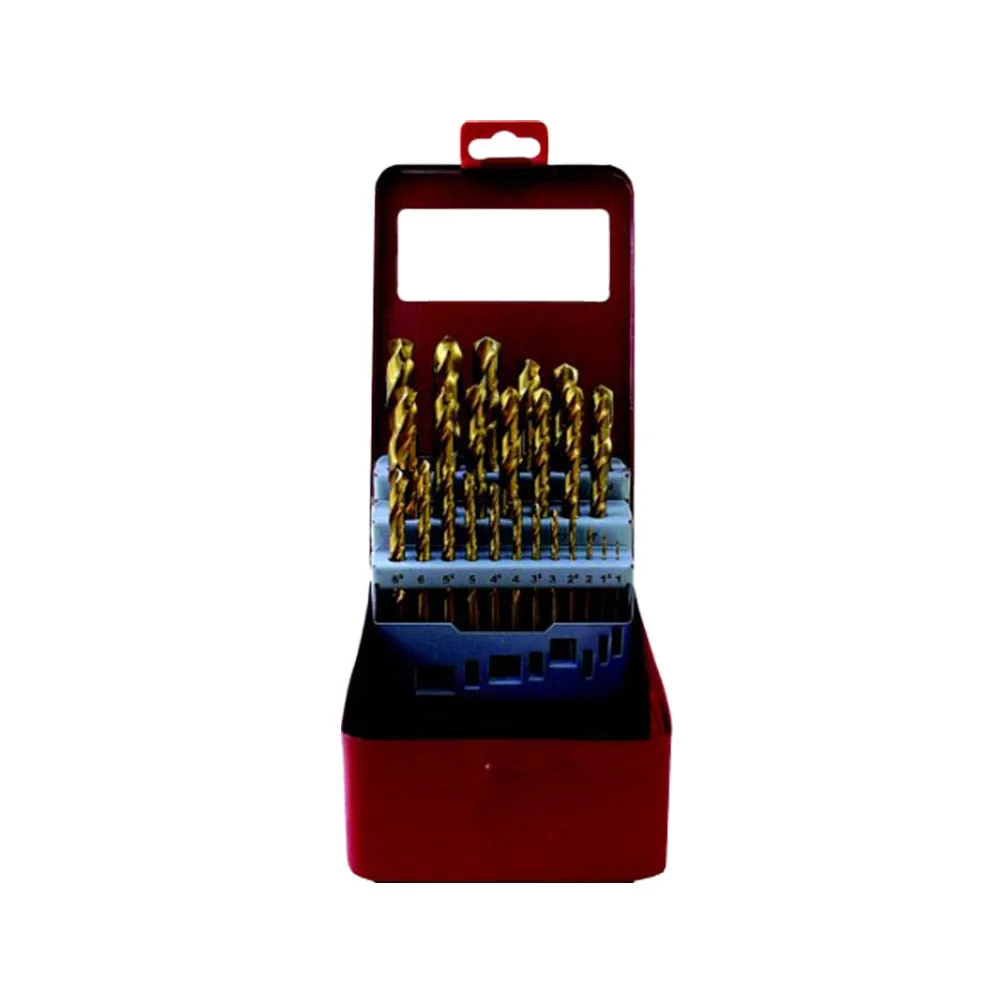 TORK CRAFT DRILL BIT SET 25PCE TIN. COATED METAL CASE