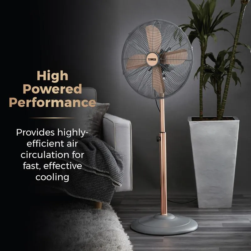 Tower Cavaletto Metal Pedestal Fan 16"  - Grey