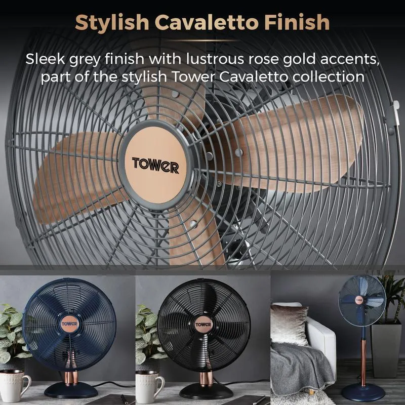 Tower Cavaletto Metal Pedestal Fan 16"  - Grey