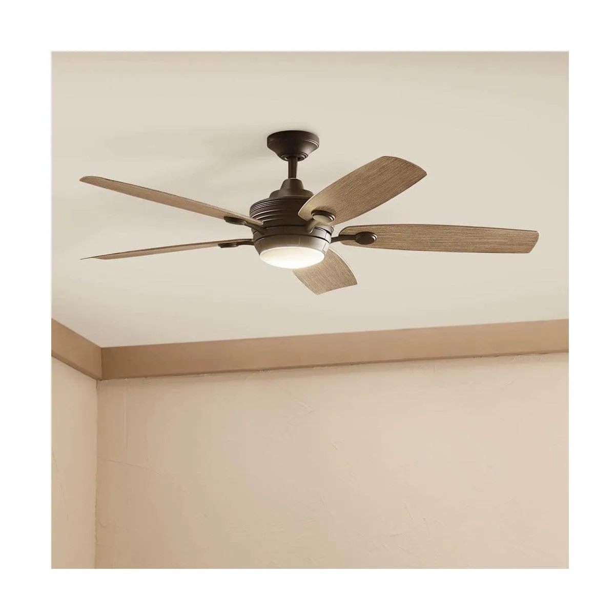 Tranquil 56 Inch Olde Bronze LED Damp Rated Ceiling Fan with Remote