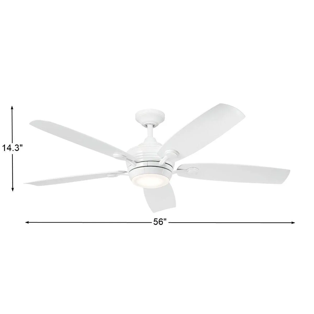 Tranquil 56 Inch White LED Damp Rated Ceiling Fan with Remote