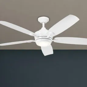 Tranquil 56 Inch White LED Damp Rated Ceiling Fan with Remote