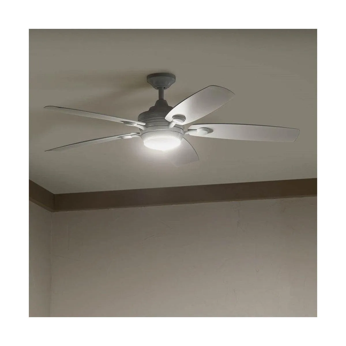 Tranquil 56 Inch White LED Damp Rated Ceiling Fan with Remote