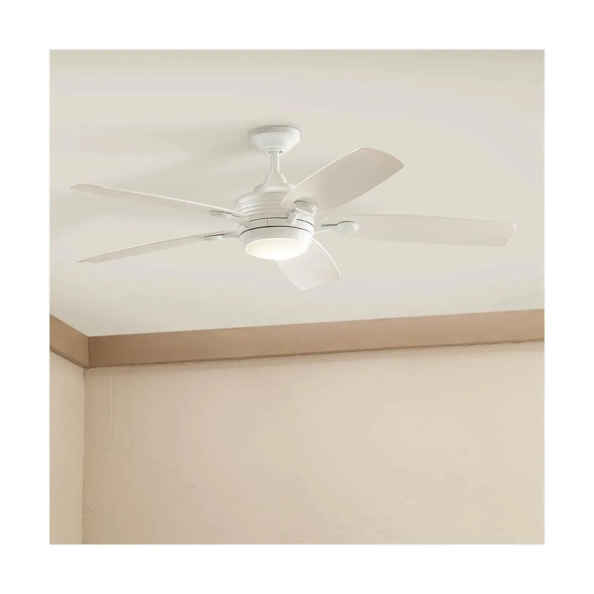 Tranquil 56 Inch White LED Damp Rated Ceiling Fan with Remote