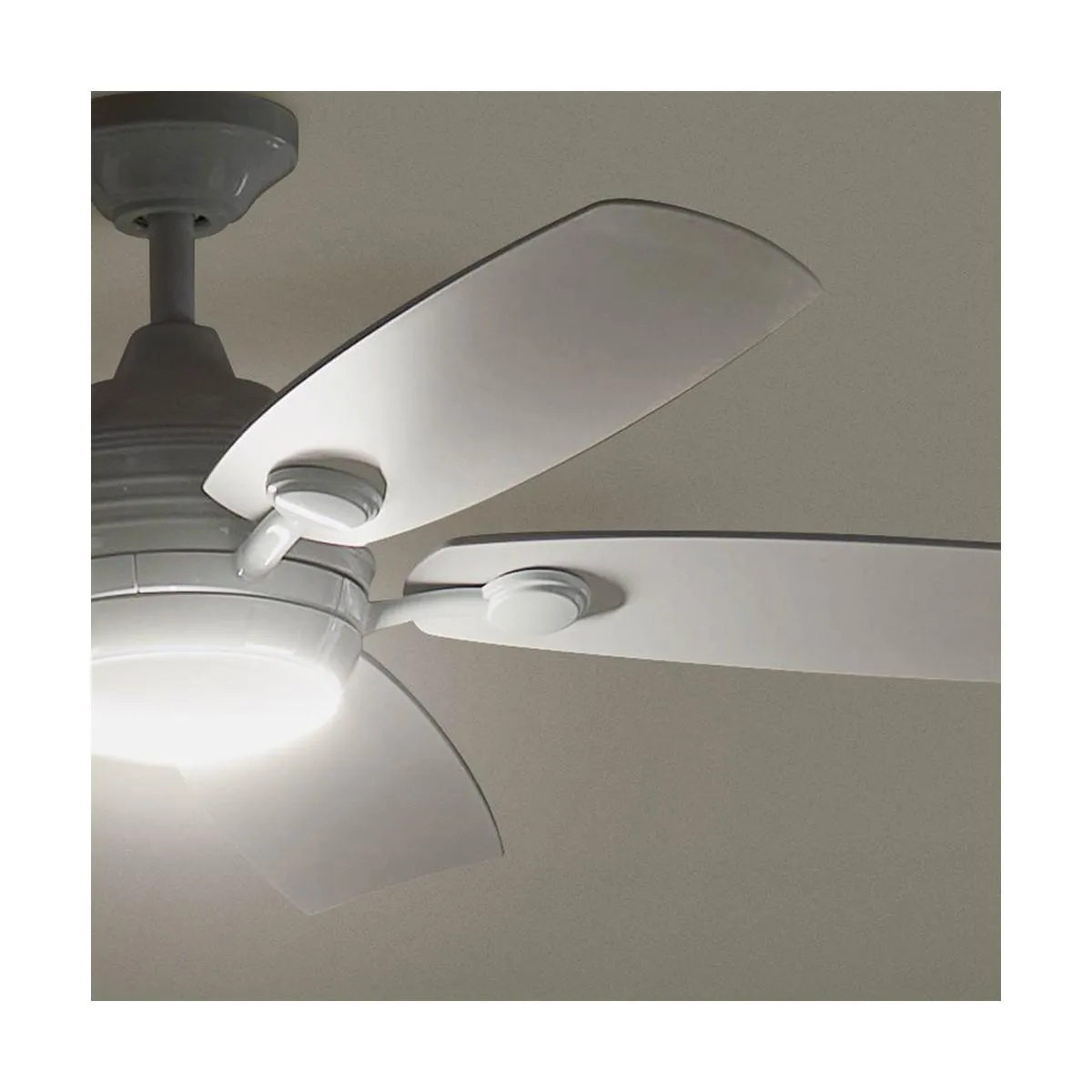 Tranquil 56 Inch White LED Damp Rated Ceiling Fan with Remote