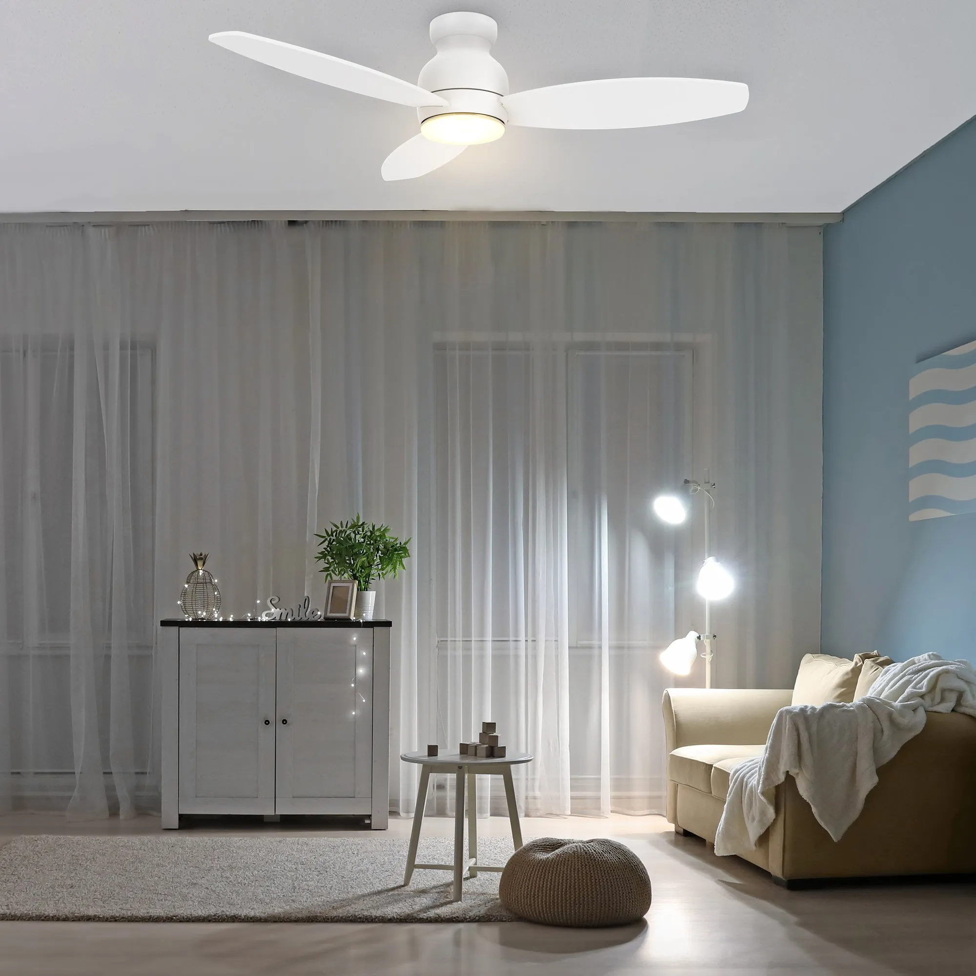 Trendsetter Low Profile Outdoor Smart Fan with LED Light Remote 52”