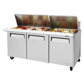 Turbo Air MST-72-30-N M3 Series Solid 3 Door Mega-Top Refrigerated Food Prep Table, 72"