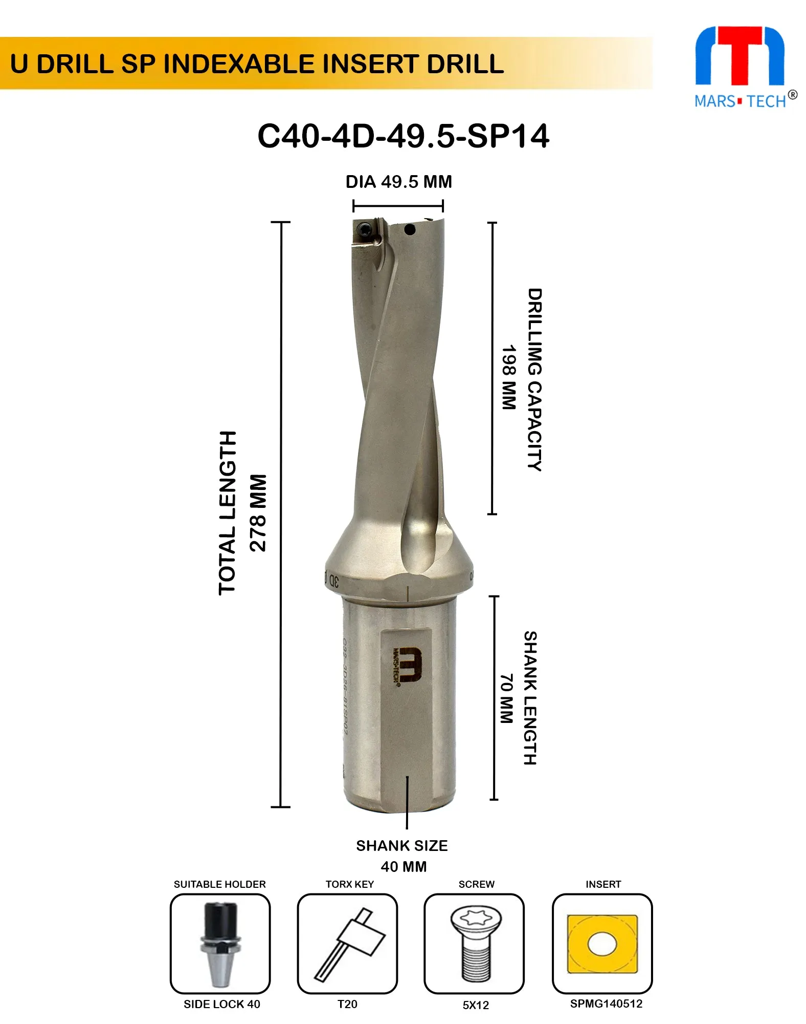 U drill 49.5 mm