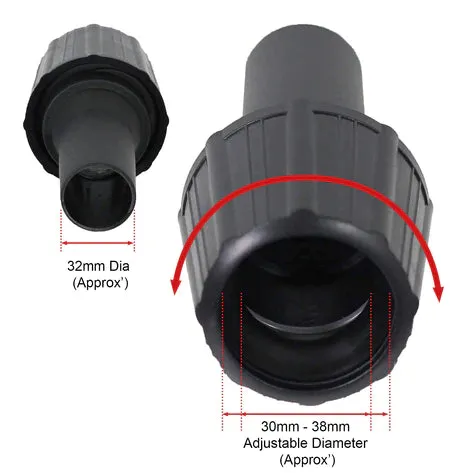 Universal Vacuum Cleaner Rod Hose Adaptor Nozzle (Adjustable Between 30-38mm)