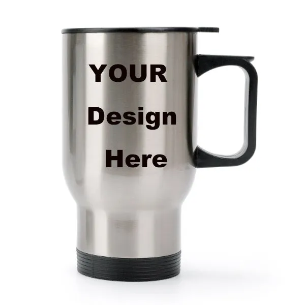 USA Free Shipping POD Upload Your Design Personalized 440ml Stainless Steel Silver Travel Coffee Mug