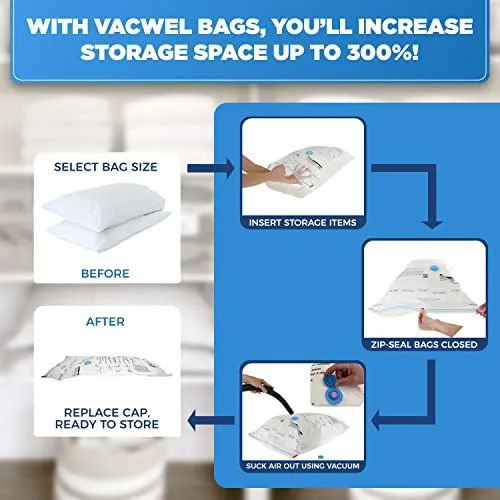 Vacwel 10 Pack Variety 5x Jumbo Vacuum Storage Bags 47 X 35 XXLarge 43 X 30