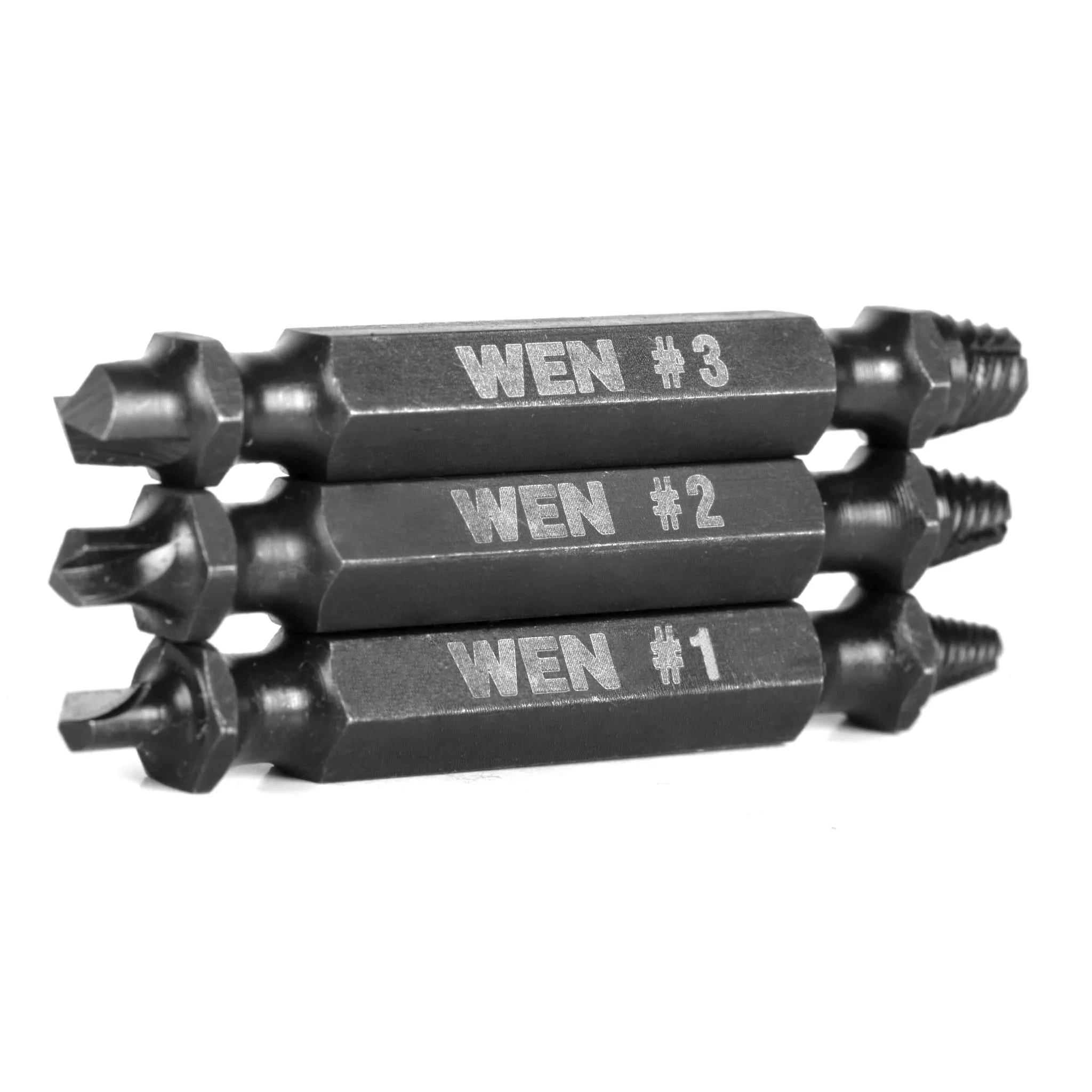 WEN DBX003 Screw Extractor Kit, Impact-Rated 3-Piece Set with Double-Ended Bits