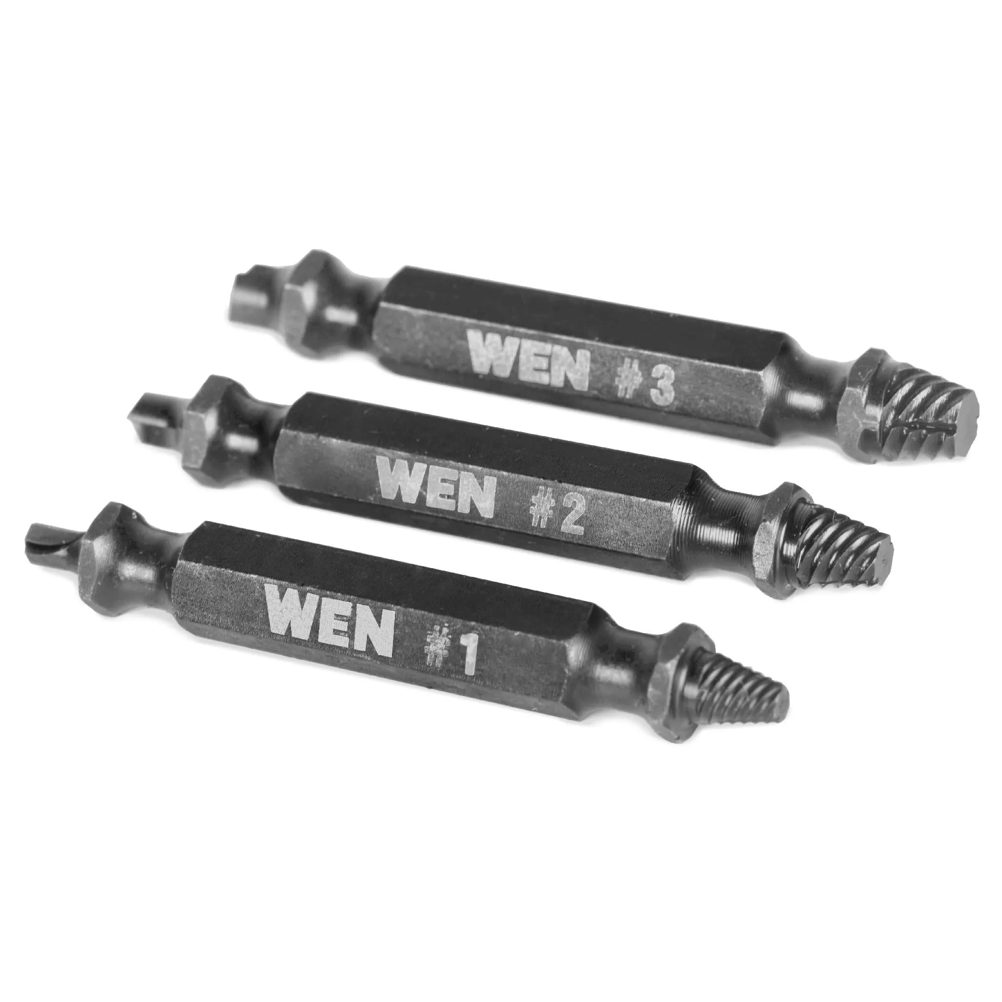 WEN DBX003 Screw Extractor Kit, Impact-Rated 3-Piece Set with Double-Ended Bits