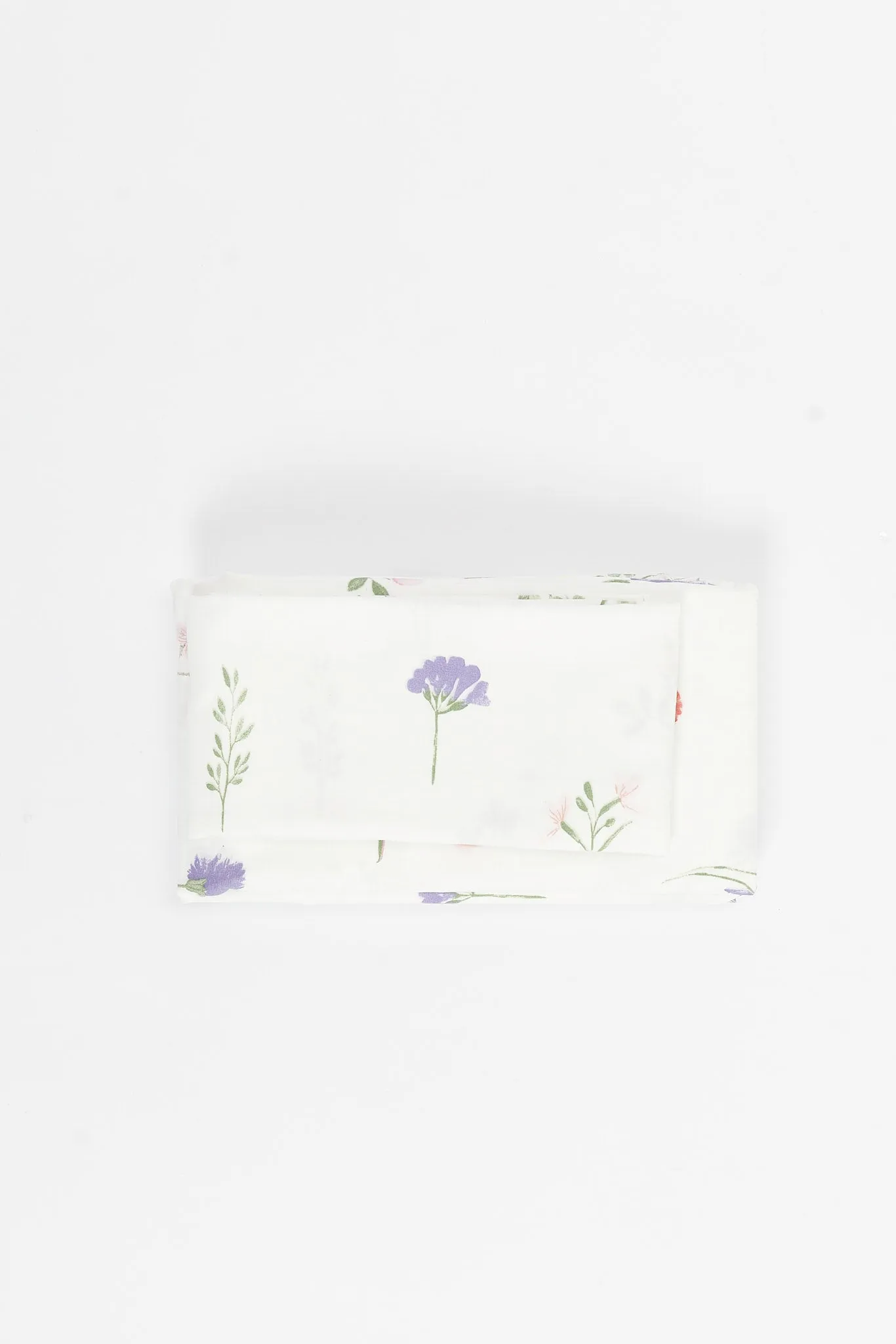 White Floral Print 2-Piece Flat Sheet (Single Size)