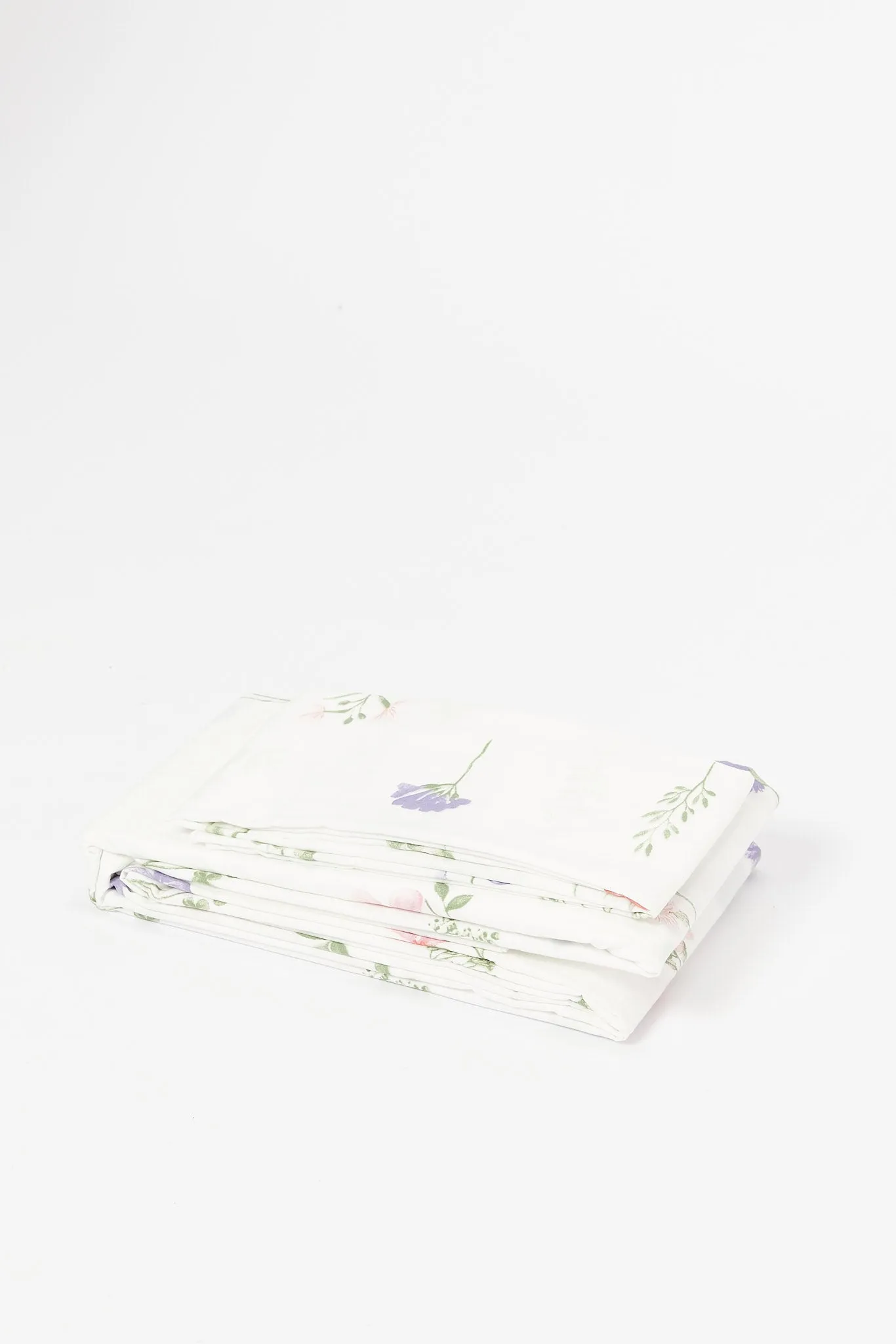 White Floral Print 2-Piece Flat Sheet (Single Size)