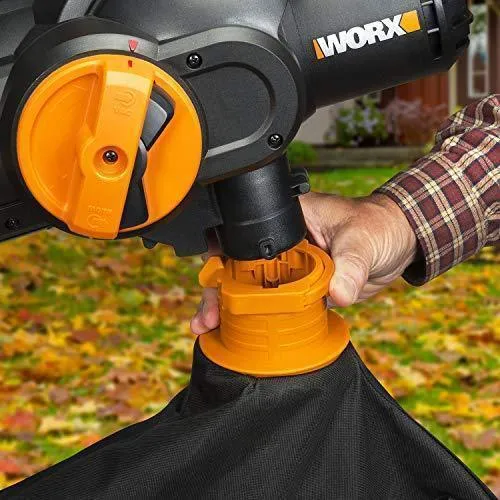 WORX WG512 Trivac 2.0 Electric 12-amp 3-in-1 Vacuum Blower/Mulcher/Vac, Black and Orange