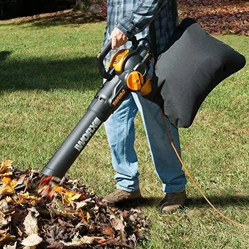 WORX WG512 Trivac 2.0 Electric 12-amp 3-in-1 Vacuum Blower/Mulcher/Vac, Black and Orange