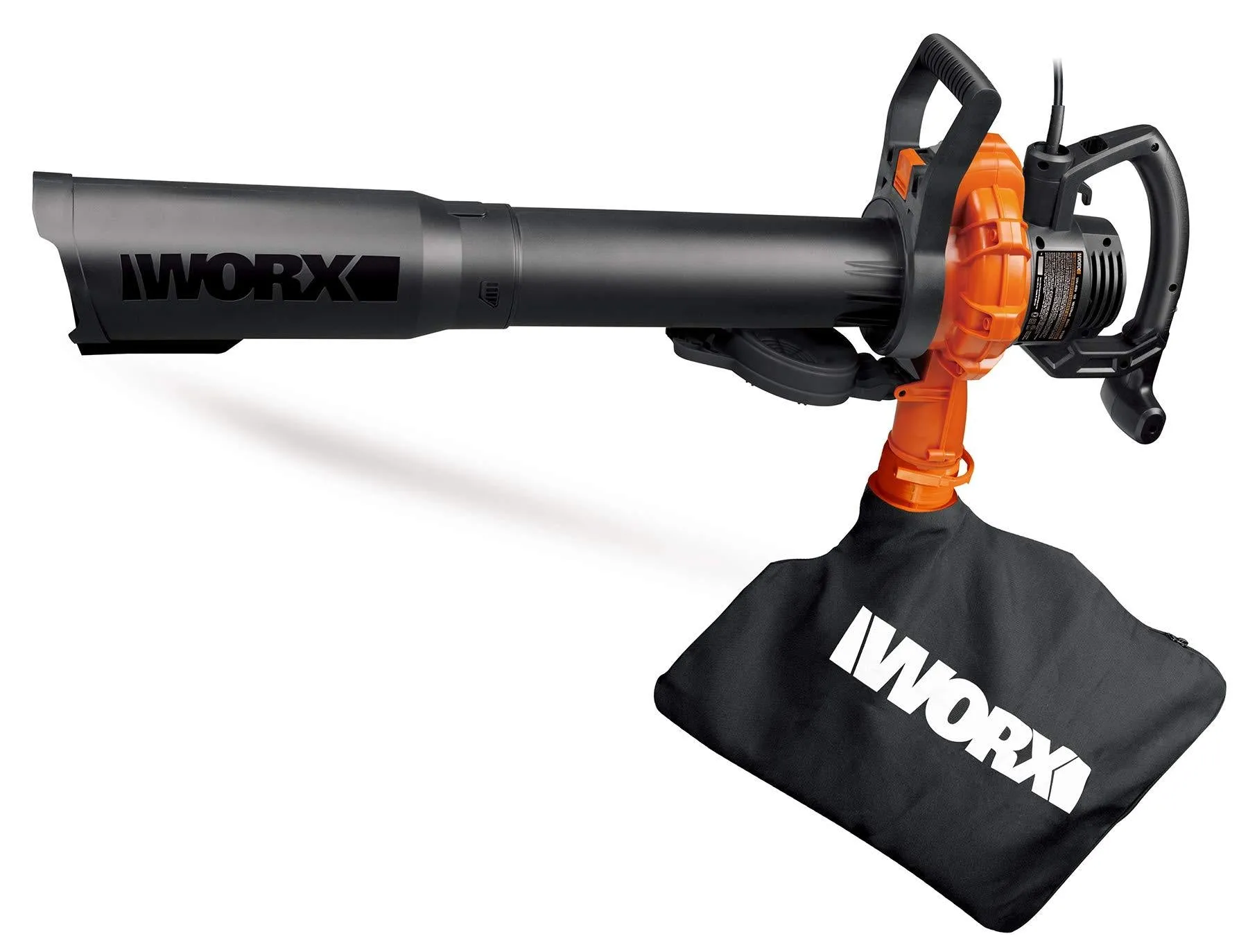 WORX WG518 12 Amp 2-Speed Leaf Blower, Mulcher & Vacuum, 10" x 11" x 40", Orange and Black